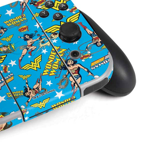 DC Comics Wonder Woman Action pose pattern Nintendo Switch OLED (2021) Skin